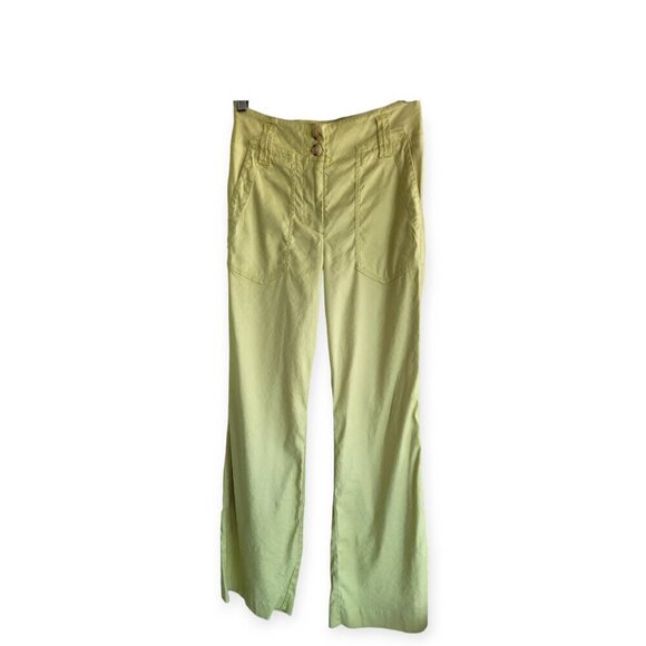 Linen Lightweight Lemon Lime Summer Trousers Anthropologie size 0 EUC - Picture 8 of 16